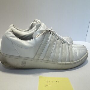 K-Swiss Classic White Leather Sneakers Men's 10 EU 43 Casual Court Shoes